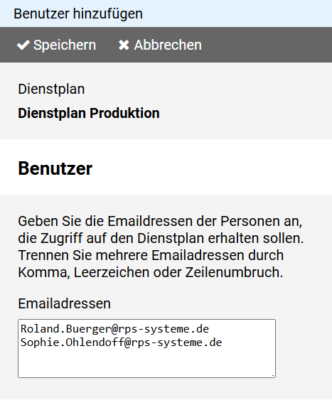 Neue Benutzer - Emailadressen
