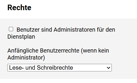 Neue Benutzer - Rechte
