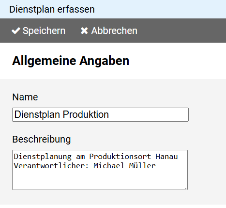 Dienstplan-Allgemeines