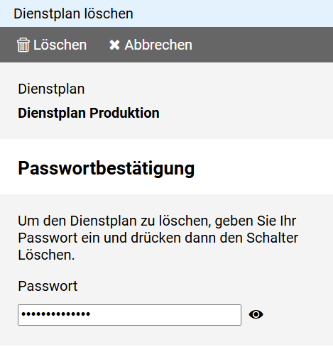 Dienstplan löschen