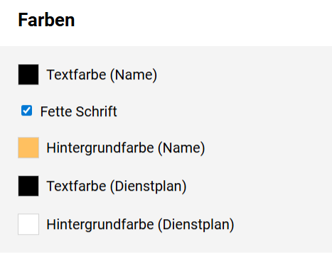 Mitarbeiter - Farben