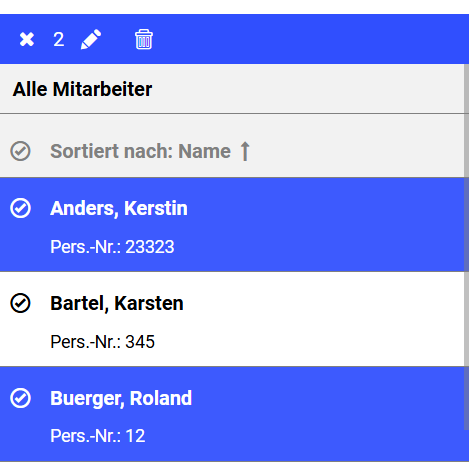 Mitarbeiter-Mehrfachauswahl