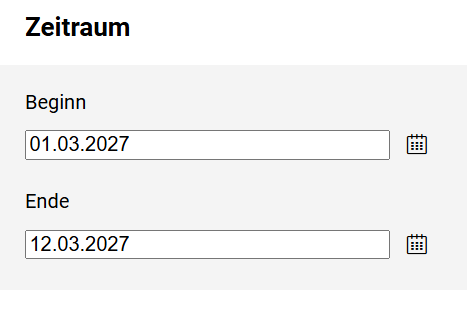 Urlaubssperre - Zeitraum