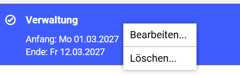 Urlaubssperren-Kontextmenü