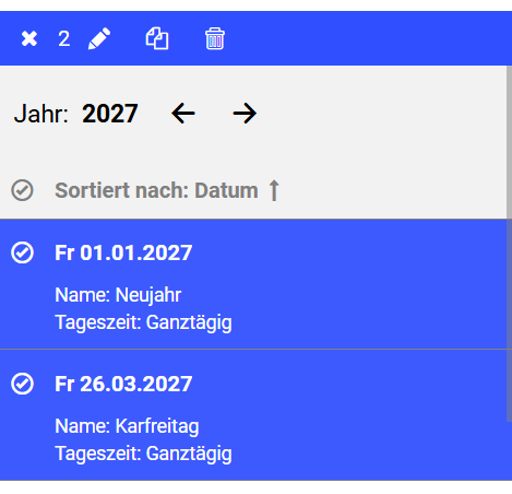 Feiertage-Mehrfachauswahl