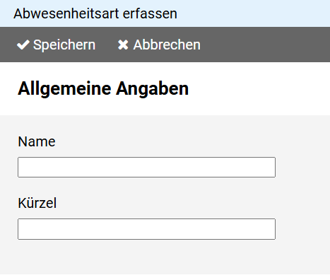 Abwesenheitsart - Allgemein