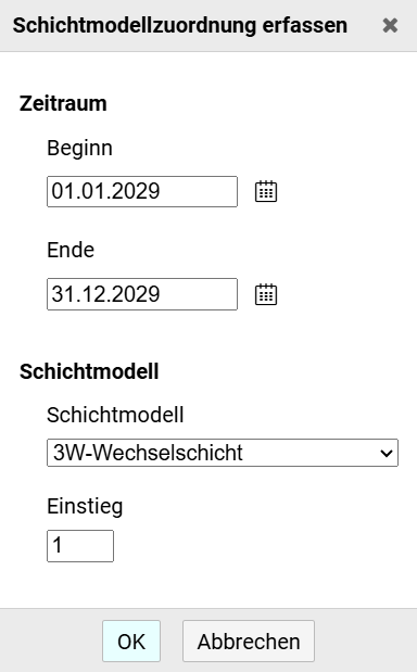 Schichtmodellzuordnung