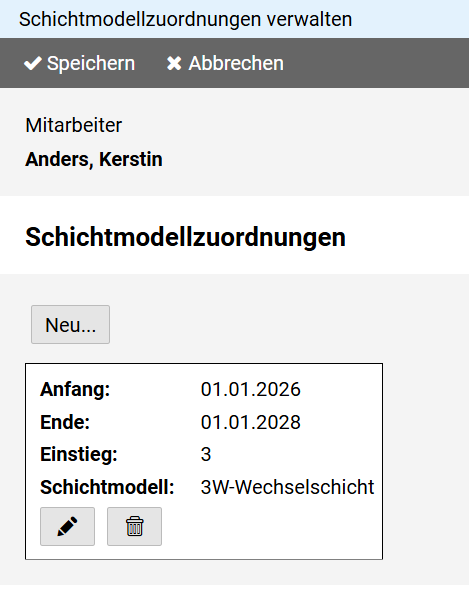 Schichtmodellzuordnungen