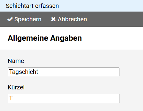 Schichtart - Allgemein