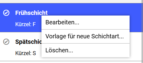 Schichtarten-Kontextmenü