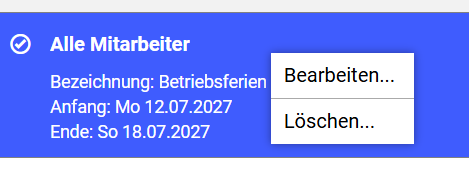 Gekennzeichnete Zeiträume-Kontextmenü
