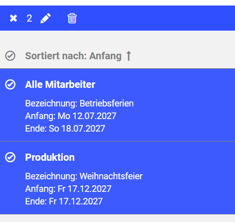 Gekennzeichnete Zeiträume-Mehrfachauswahl