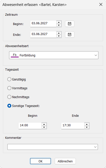 Abwesenheitsfenster