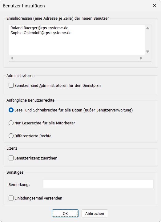 Benutzer erfassen