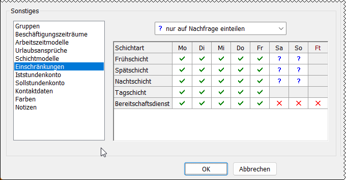 Einschränkungen