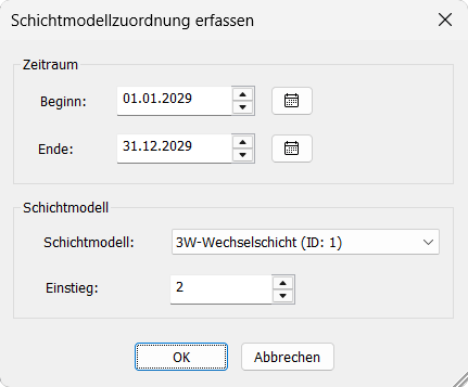 Schichtmodell zuordnen
