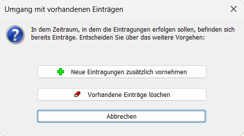 Umgang mit vorhandenen Einträgen