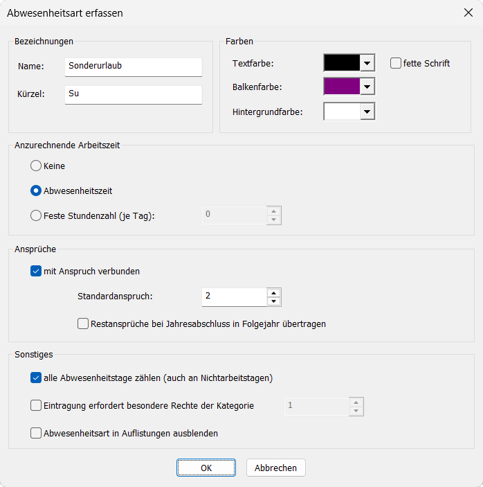 Abwesenheitsart