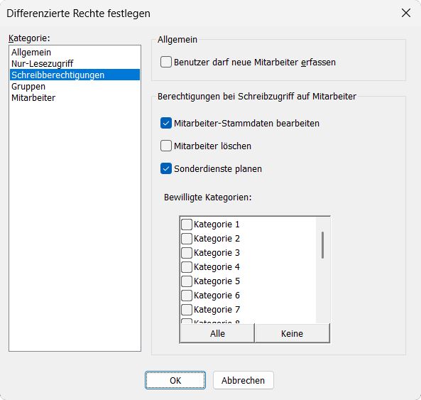 Differenzierte Rechte bei Schreibzugriff