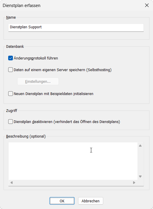 Dienstplan anlegen