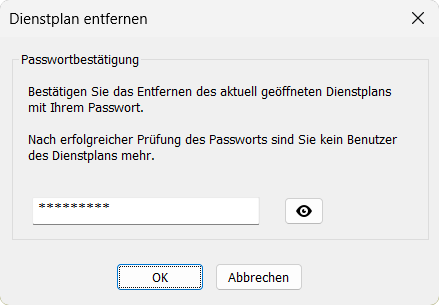 Dienstplan entfernen