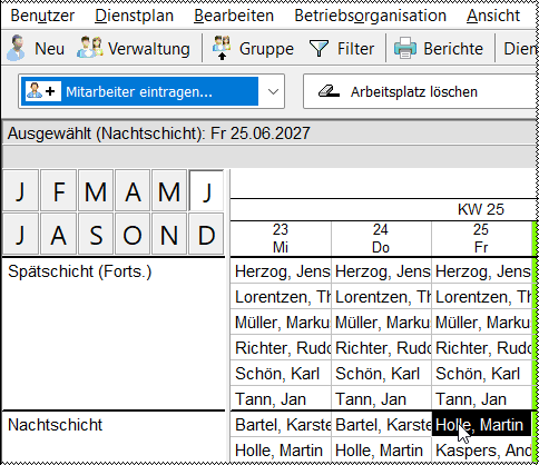 Schichtdienste im Einsatzplan erfassen