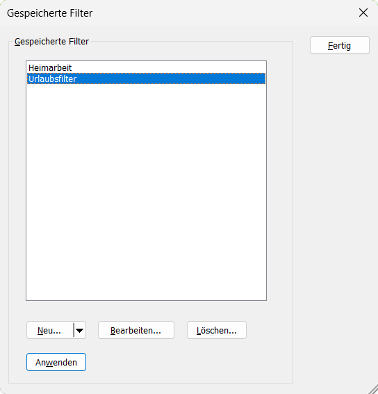 Gespeicherte Filter