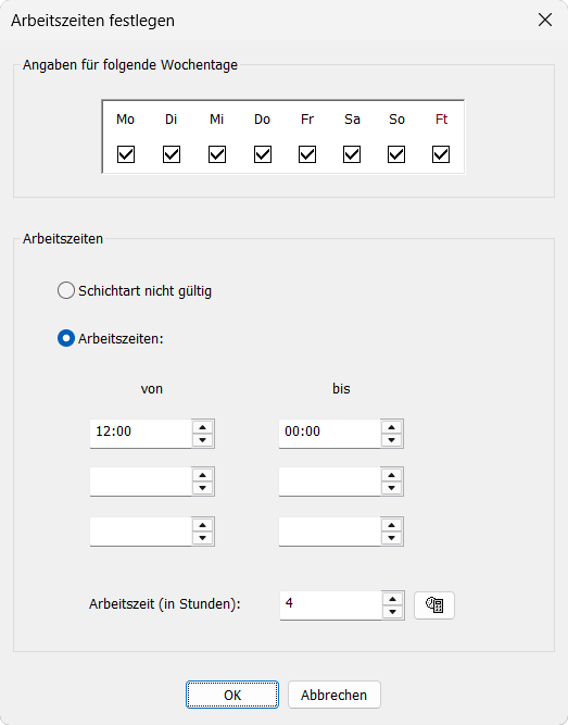 Schichtzeiten