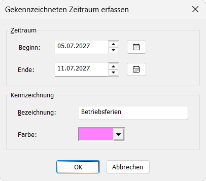 Gekennzeichneter Zeitraum