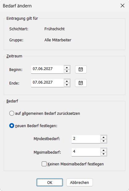 Besonderer Mitarbeiterbedarf