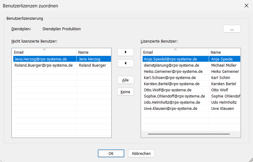 Benutzerlizenzen zuordnen