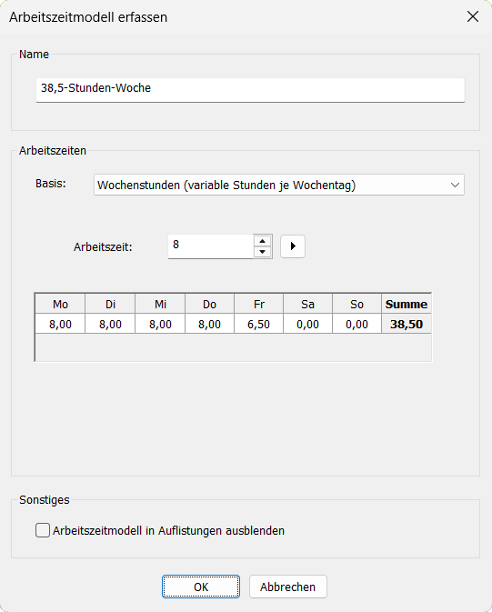 Arbeitszeitmodell