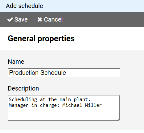 Schedule - General Properties