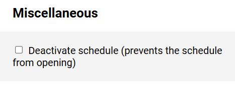 Schedule - Miscellaneous