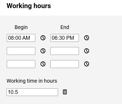 Custom Shift - Working Hours