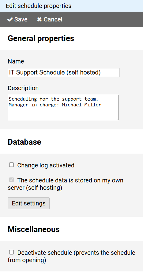 Schedule Properties