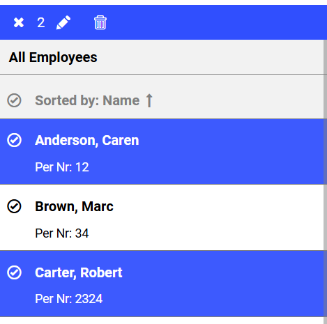 Employees View - Multiple Selection