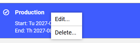 Holiday Bans View - Context Menu