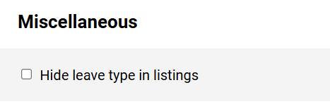 Leave Type - Miscellaneous