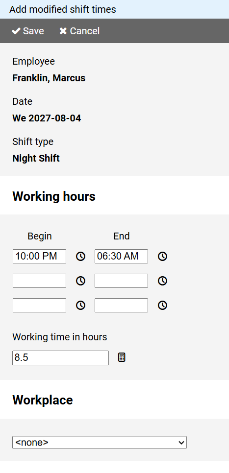 Modified shift times