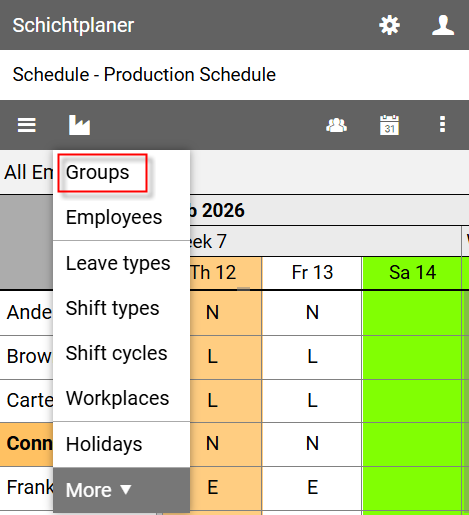 Organization Menu - Groups