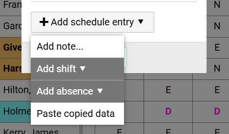 Add schedule entry
