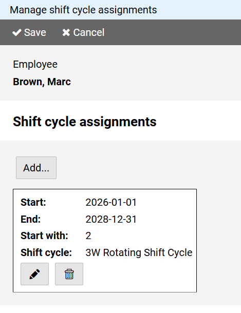 Shift Cycle Assignments