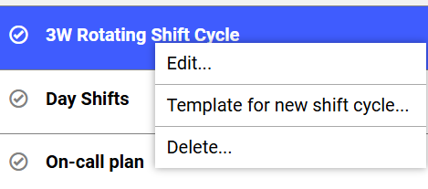 Shift Cycles View - Context Menu