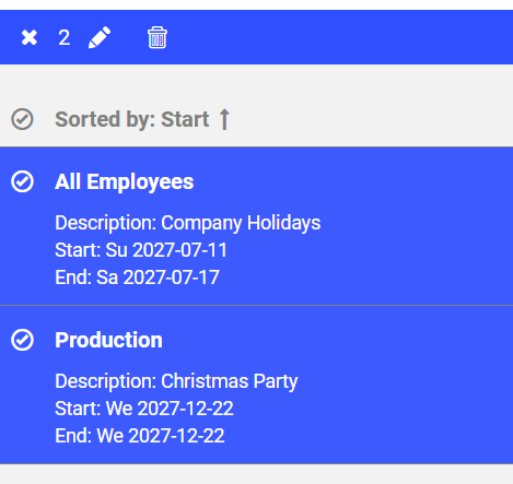Special Periods View - Multiple Selection