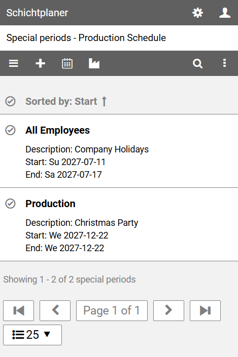 Administration View for Special Periods