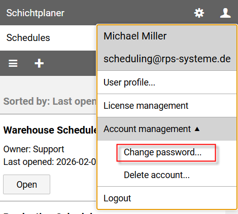 User Menu