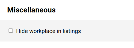 Workplace - Miscellaneous